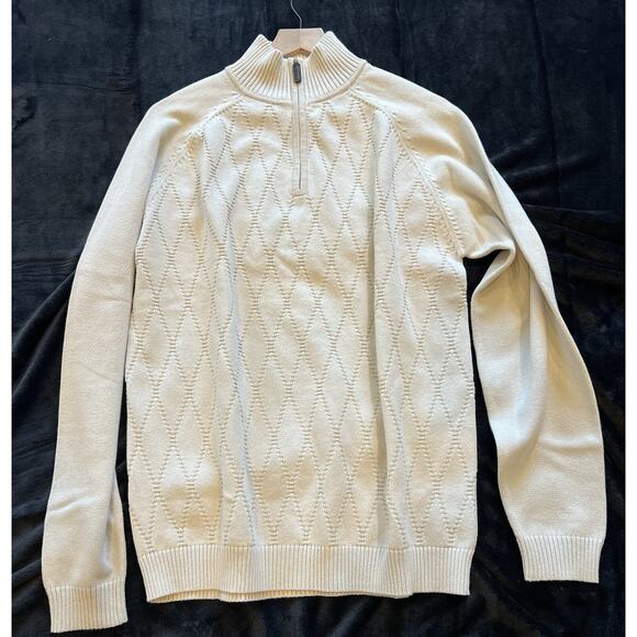 Claiborne Mens Fisherman Diamond Knit Cardigan Sweater Size L Preppy Coastal - Picture 3 of 16